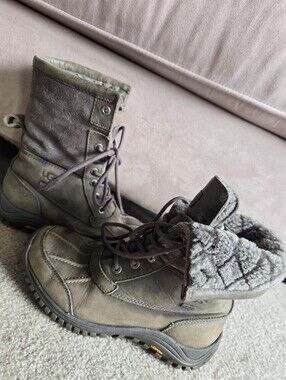 UGG ADIRONDACK II LUXE QUILT GREY GRAY WATERPROOF Boot US 7
